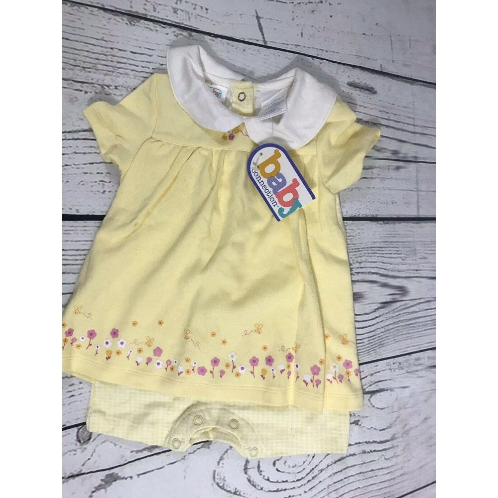 Baby Connection Girls Yellow bc romper 12 Mos.